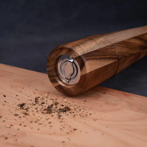 Miniatura 2 de Molinillo de pimienta, molinillo de pimienta con acero inoxidable ajustable, madera de acacia, 12.6 in de altura, diámetro inferior: 2.4 in