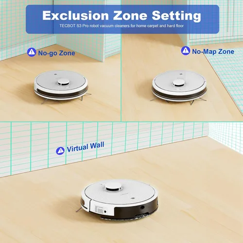 Miniatura 2 de TECBOT S3 PRO - Aspiradora robótica y trapeador, navegación LiDAR, 150 minutos de funcionamiento y succión de 4,000 Pa, robot aspirador de carga