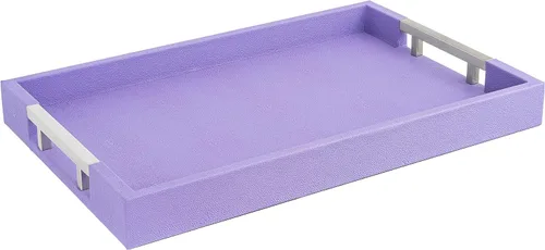 Miniatura 20 de Home Redefined - Moderna y elegante bandeja rectangular de 17.5 x 12 pulgadas, estilo shagreen, color azul bebé claro, con aspecto de cuero falso