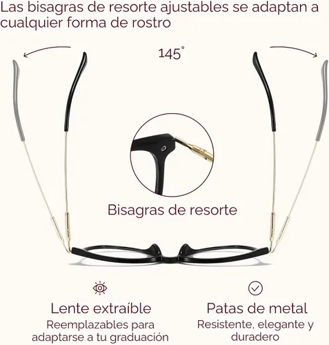 Miniatura 5 de Gaoye - Gafas de bloqueo de luz azul - Marcos redondos TR90 de moda, brazos de metal, protección UV400 - Estuche suave a juego