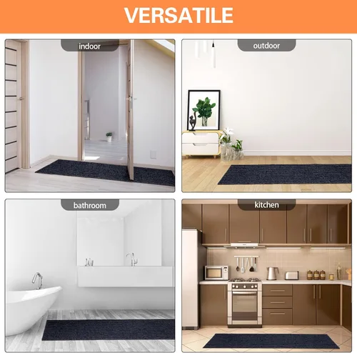 Miniatura 7 de Nuanchu Tapete grande a rayas semiacabado, impermeable, con forro de goma, para interiores y exteriores, para clima húmedo, rascador de zapatos