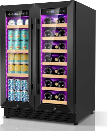 Miniatura 14 de Mini enfriador de vino de 8 botellas, refrigerador de bebidas con enfriamiento rápido, gabinete de vino termoeléctrico bodega para mujeres, hombres