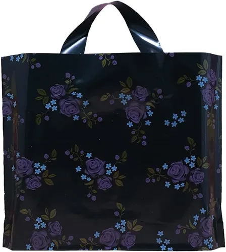 Miniatura 5 de 50 bolsas de plástico de 9.8 x 11.8 pulgadas, bolsas de compras al por menor, bolsas de boutique con asas, hermoso día (más patrones disponibles)