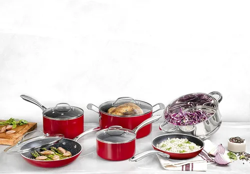 Miniatura 3 de Granitestone Juego de utensilios de cocina, grande, rojo