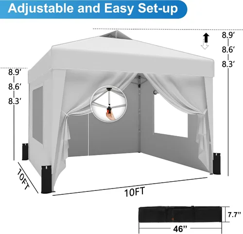 Miniatura 3 de SANWAY Tienda de campaña desplegable de 10 x 10 pies con paredes laterales x 4 – Tienda de campaña de fácil instalación, impermeable, resistente a