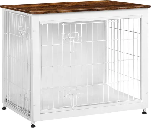 Miniatura 13 de DWANTON Mueble de jaula para perros con cojín, mesa de madera para perros con puertas dobles, casa de perro de interior, tamaño pequeño, mediano