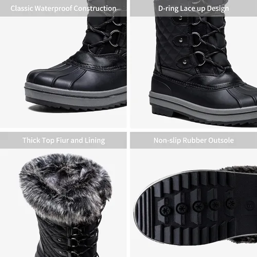Miniatura 5 de Vepose Botas de nieve de invierno 974A para mujer, impermeables, cómodas, de media pantorrilla, para invierno