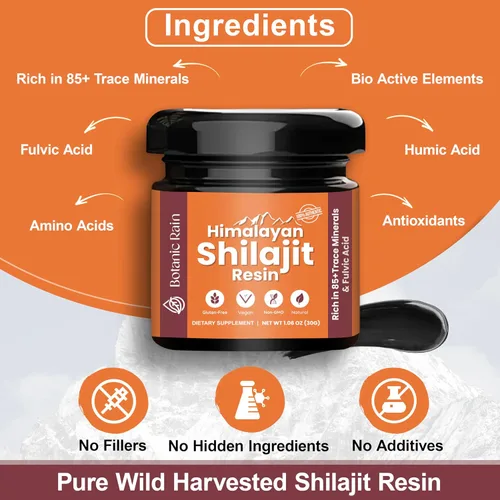 Miniatura 5 de Resina Shilajit pura del Himalaya para hombres y mujeres, más de 85 oligominerales, 75% más de ácido fúlvico para aumentar la energía y apoyo