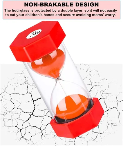 Miniatura 3 de SuLiao Reloj de Arena Temporizador de 2 Minutos: Reloj de Arena de Plástico Colorido, Reloj de Arena Grande Rojo, Reloj de Arena Indestructible