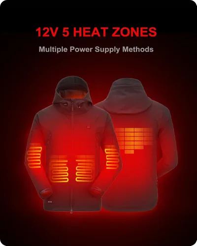 Miniatura 2 de DEWBU Chaqueta de hombre con calefacción eléctrica para invierno y con batería de 12 V, abrigo con revestimiento suave para exteriores