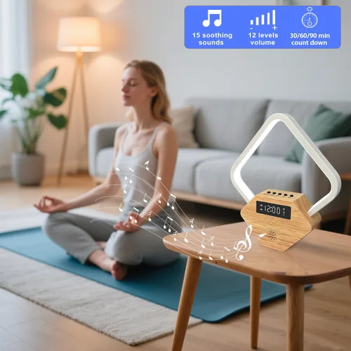 Miniatura 6 de Reloj despertador Sunrise con máquina de sonido de ruido blanco para dormir, 15 sonidos relajantes y repetición con temporizador, lámpara