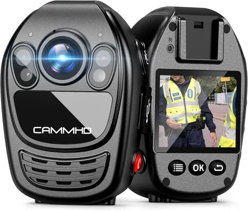 CAMMHD YX1-64G 2K/1440P Cámara Cuerpo Soporte Video Audio Imagen, Batería 3500mAh Trabajo 12hrs, Visión Nocturna y Pantalla 2.0IN Fácil de