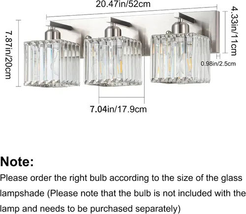 Miniatura 6 de Moderna lámpara de tocador de baño con 3 luces, moderna lámpara de cristal cromado sobre el espejo, lámpara de pared de cristal cromado