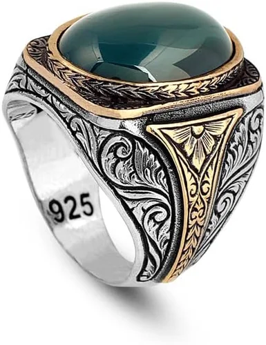 Anillo de jade de plata de ley 925K, anillo de jade para hombres, anillo único para hombres, anillo de piedra natural, anillo de piedra de jade para