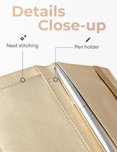 Miniatura 65 de Yarnic Funda para chequera personal, soporte para chequera con soporte para bolígrafo y divisor de plástico transparente integrado para cheques Rosa