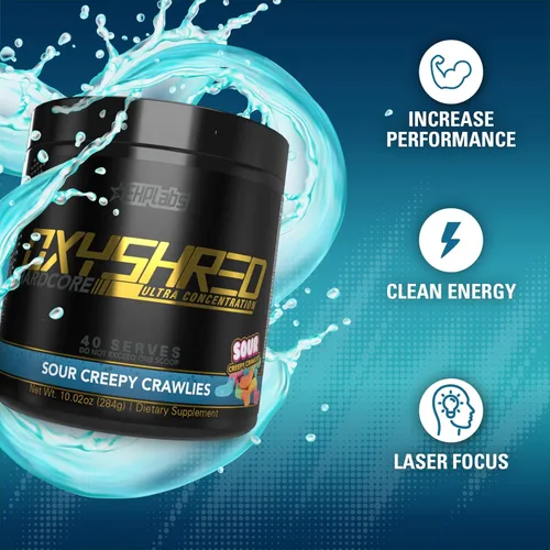Miniatura 4 de EHP Labs OxyShred Hardcore Super Dosed - Polvo de preentrenamiento con L glutamina y acetil L carnitina, bebida de refuerzo energético - 275 mg