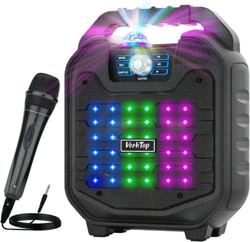 Máquina de karaoke, sistemas de karaoke portátiles para adultos y niños, máquina de altavoces de karaoke Bluetooth con luces de discoteca y