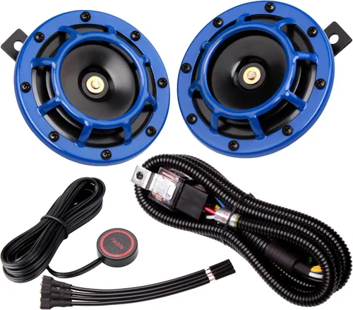 Miniatura 30 de FARBIN Bocina de coche impermeable tono súper fuerte 12V tono alto/tono bajo kit de bocinas gemelas de metal con rejilla protectora