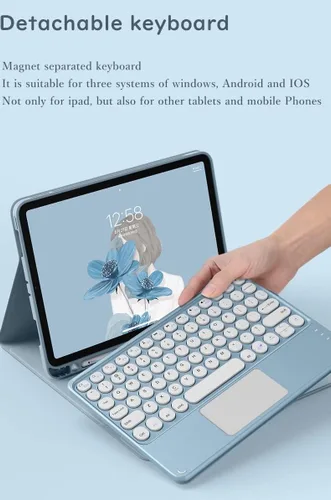 Miniatura 3 de Funda de teclado para iPad Air de 11 pulgadas (M3/M2)/iPad Air de 5ª y 4ª generación de 10.9 pulgadas con panel táctil, teclado desmontable de Azul