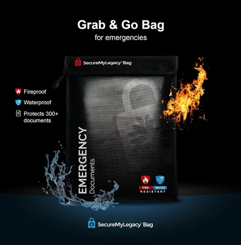 Miniatura 2 de Secure My Legacy - Bolsa ignífuga (paquete de 3): bolsas de documentos ignífugas, soporte para documentos de seguridad contra incendios