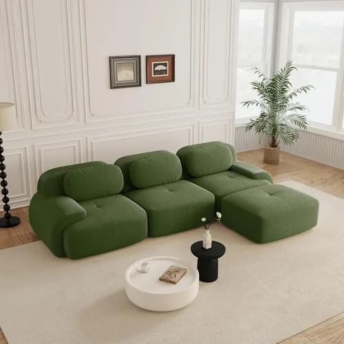 Miniatura 60 de Sofás modulares sin hueso de 152.8 pulgadas para sala de estar, sofá modular con diván en forma de L, cómodo asiento profundo tapizado de tela