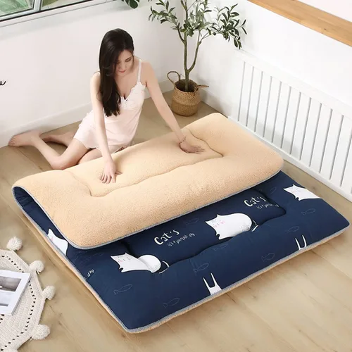 Miniatura 8 de Cubrecolchón de futón plegable japonés, colchón enrollable, colchón individual para dormir, para camping, 3.1 in de grosor, cama portátil de Negro