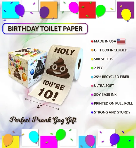 Miniatura 3 de Printed TP Holy You're 10 Birthday - Papel higiénico para regalo de cumpleaños 10, divertido regalo de cumpleaños, broma de papel higiénico, novedad