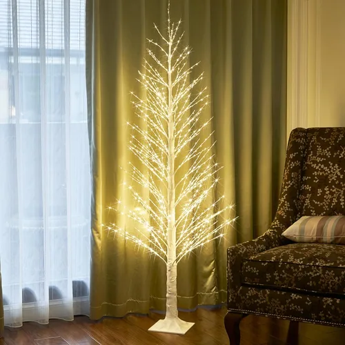 Miniatura 5 de BAOLITVINE Árbol de Navidad alpino de 6 pies, 810 luces LED blancas cálidas, árbol blanco artificial con luces para el hogar, festival de Navidad