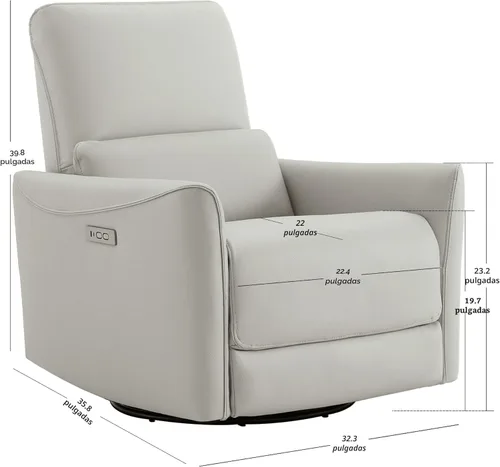 Miniatura 3 de CHITA Silla Reclinable Eléctrica Giratoria Deslizante, con Certificación FSC, Tapizada de Piel Sintética para Sala de Estar y Guardería, Sillón