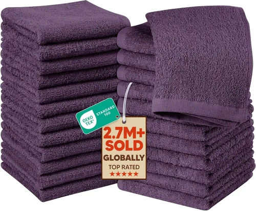 Miniatura 15 de Utopia Towels Juego de 12 paños de algodón – 100% algodón hilado en anillo, paños de franela de alta calidad, altamente absorbentes y suaves al Beige