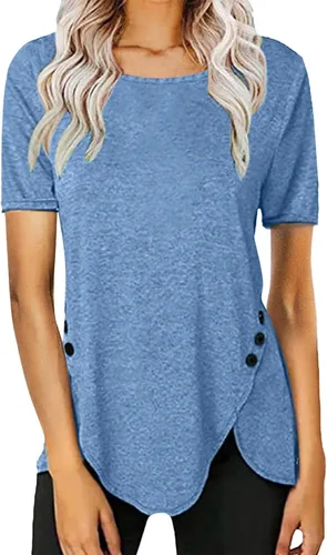 Blusas tipo túnica o tops para llevar con leggings túnica para mujer manga corta estampado de diente de león blusas