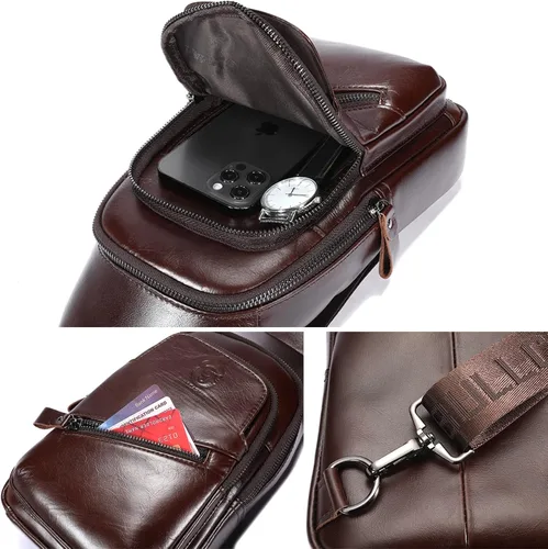 Miniatura 128 de LUKZIJAES Bolso bandolera de cuero genuino para hombre