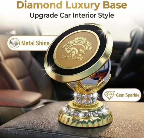 Miniatura 9 de Soporte magnético de lujo para teléfono de automóvil, rotación de 360 grados, imán súper fuerte todo de metal, soporte universal de teléfono