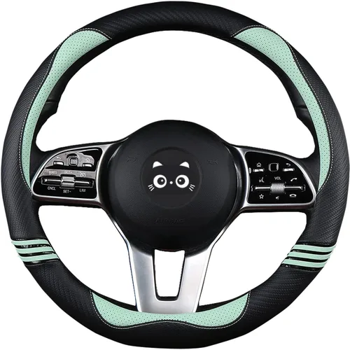 Iwantit® Funda para volante con fibra de carbono y anillo de goma antideslizante, ajuste universal de 14.5 a 15 pulgadas para automóviles, SUV