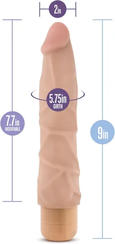 Miniatura 3 de Blush Dr. Skin Cock Vibe #1: Consolador vibrador largo de 9 pulgadas ~ Vibrador silencioso de múltiples velocidades de 2 pulgadas de ancho ~ Beige