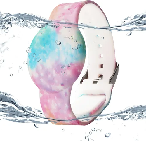 Miniatura 10 de Paquete de 2 pulseras impermeables AirTag para niños, pulsera impresa oculta para Apple AirTag, funda de silicona para AirTag y rastreador