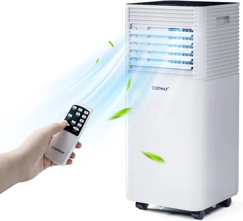 COSTWAY Aire acondicionado portátil, 8000 BTU CA espacios de hasta 230 pies cuadrados, con control remoto, temporizador de 24 horas y kit de