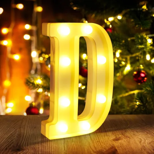 Miniatura 25 de Símbolo Ampersand LED Grande &, Letras de Marquesina Cartel 26 Letras del Alfabeto y 10 Números Luminosos para Decoración de Fiestas, Números