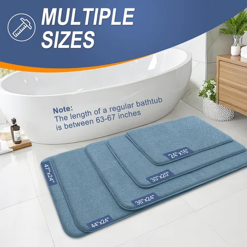 Miniatura 5 de OLANLY - Tapete grueso de espuma viscoelástica extrasuave, absorbente, de secado rápido, antideslizante, lavable a máquina, para baño, bañera