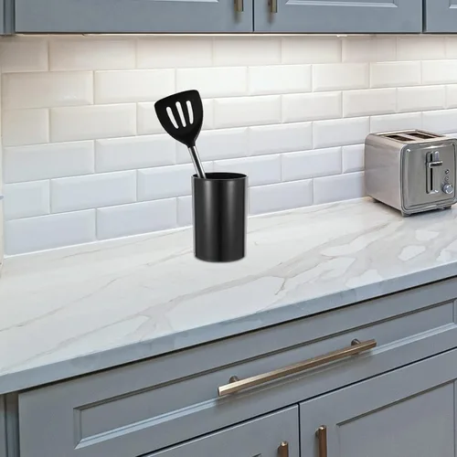 Miniatura 8 de UPKOCH Soporte para utensilios de cocina negro, organizador de encimera, tubo de almacenamiento compacto para cubiertos y cubiertos, organizador
