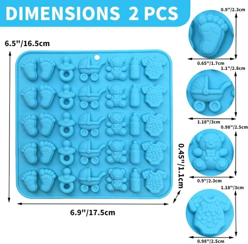 Miniatura 2 de Paquete de 2 moldes de silicona para chocolate, pies, botella de una sola pieza, carro, oso, molde de silicona para dulces, gomitas, pasteles