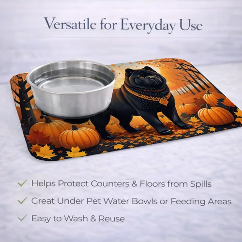 Miniatura 5 de Caroline's Treasures DAC1036DDM - Tapete de secado de platos negro Chow Chow Fall absorbente para secado de platos para encimera de cocina, tapete