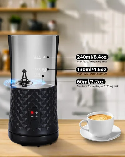 Miniatura 4 de Espumador de leche, espumador de leche eléctrico y vaporizador, espumador 4 en 1 para café, máquina automática de espuma fría y caliente, calentador