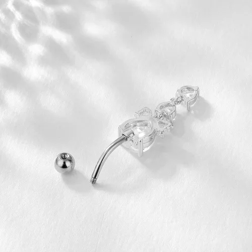 Miniatura 4 de NASAMA Piercing de ombligo de acero inoxidable 14G para mujer, joyería de piercing para el ombligo CZ