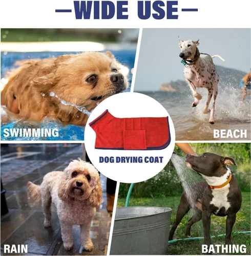 Miniatura 5 de Abrigo de Secado para Perros - Toalla de Baño para Perros de Secado Rápido - Bata de Baño para Mascotas de Microfibra Super Absorbente, Abrigo