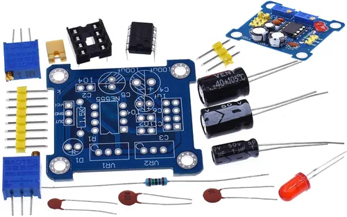 Miniatura 2 de NE555 Generador de pulso Pulso Starter Ciclo de trabajo y frecuencia ajustable Módulo DIY Kit Oscilador Generador de señal de onda cuadrada