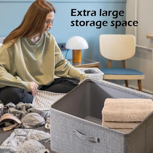 Miniatura 6 de Contenedores de almacenamiento plegables para organización del hogar, cajas organizadoras plegables de tela impermeable [3 unidades], 15.75 x 11.81