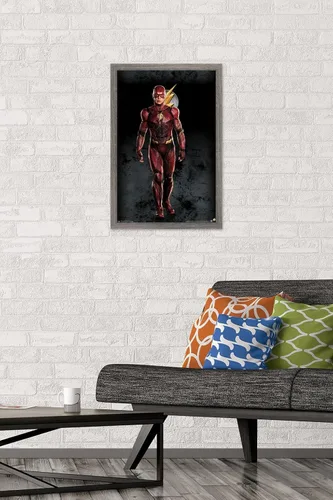 Miniatura 2 de Trends International Película de DC Comics - Liga de la Justicia - Póster de pared The Flash, 14.725 x 22.375 pulgadas, versión enmarcada de madera
