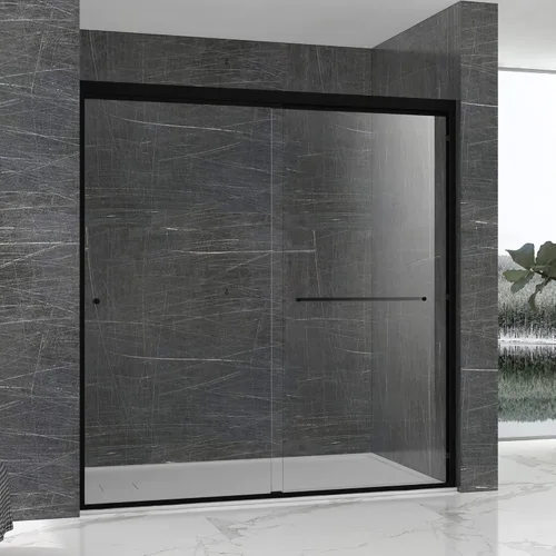 Miniatura 10 de Fab and Mirror - Puerta de ducha doble corredera para baño, serie Sorrento Lux, acabado de níquel cepillado, ajustable de 44 a 48 pulgadas de ancho