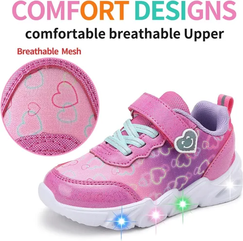 Miniatura 5 de Zapatos con luz LED para niños pequeños, ligeros, transpirables, correa ajustable para niños pequeños